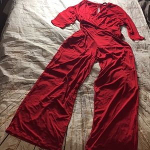 Fashion To Figure Red Plus Size Jumpsuit Sz 1X